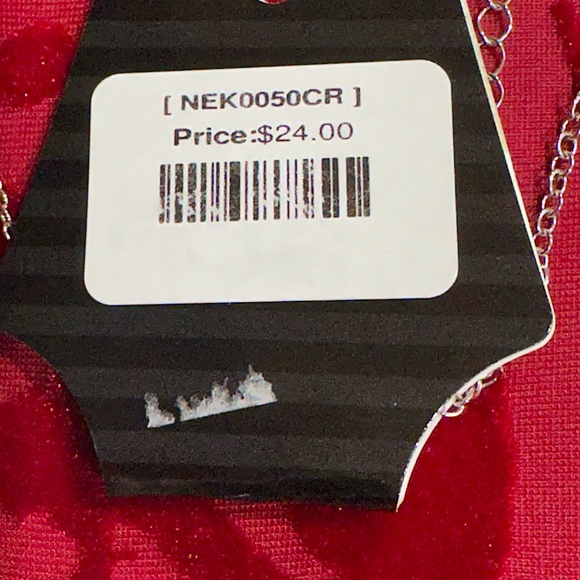 Silver Tone Clear Rhinestone Pendant Necklace with Tassle - Picture 5 of 16